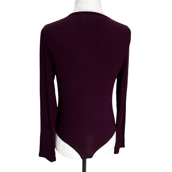 𝅺california Moonrise Burgundy Bodysuit Criss-cross Neckline Size S - Picture 5 of 8